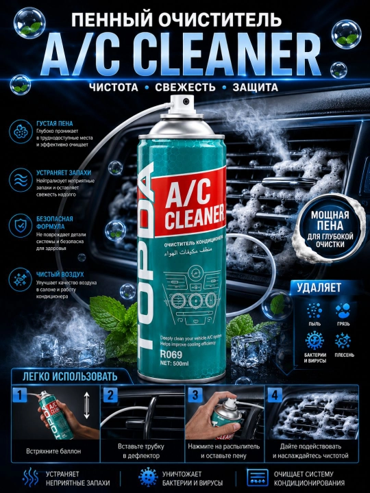 Очиститель автокондиционера. A/C Cleaner. Очиститель кондиционера авто - 