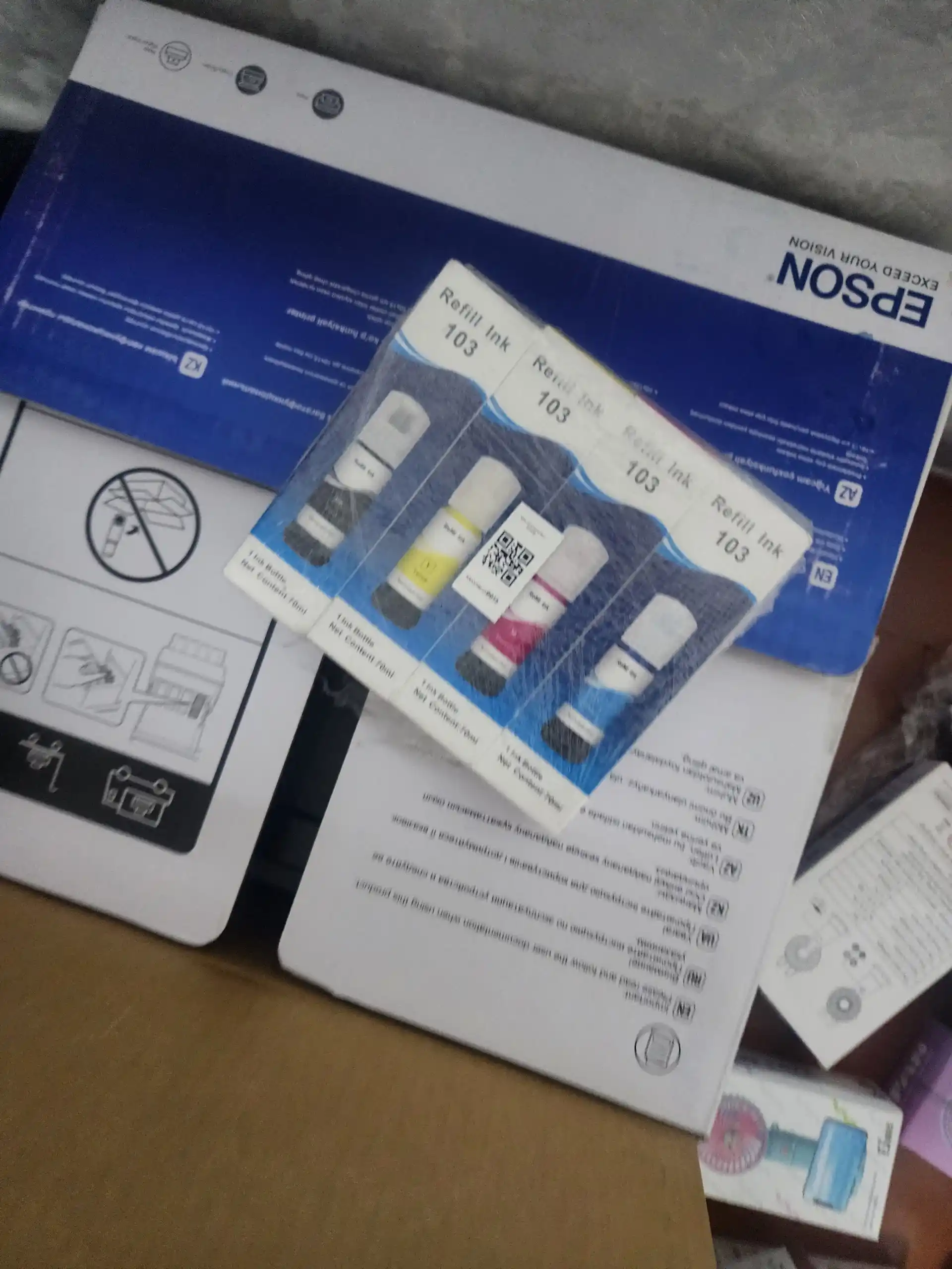 Printer siyoh kraska 103 printer uchun Epson EcoTank L3150 L3250 4 rang + 1 qora 70 ml