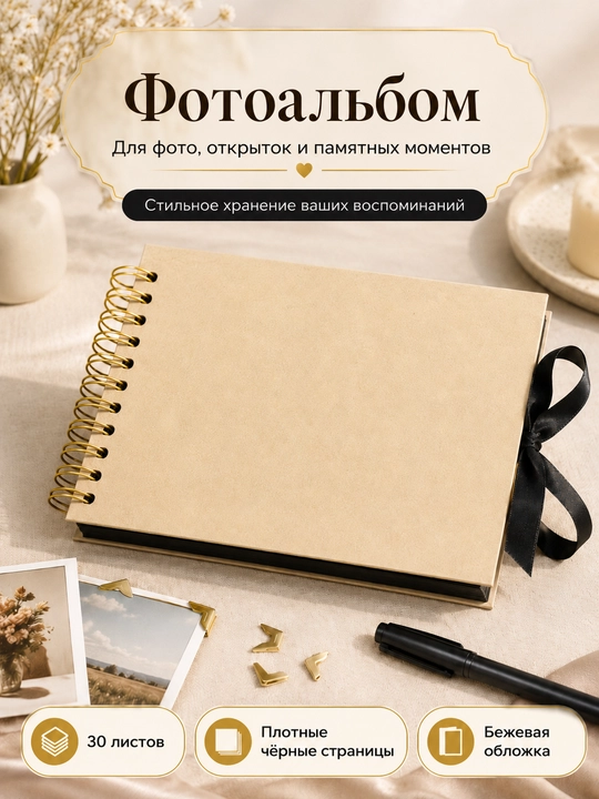 Bolalar, oila, to'y uchun fotoalbom, rasmlar uchun albom, sketchbuk, qora varaqlar bilan - 