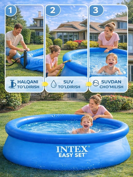 INTEX 28110 Easy Set 244×76 sm o‘lchamli puflanadigan basseyn