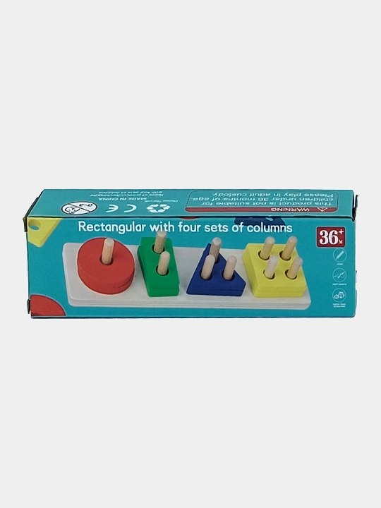 Yog'och sorter-piramidka 4 ta shakl va rangli bloklar bilan