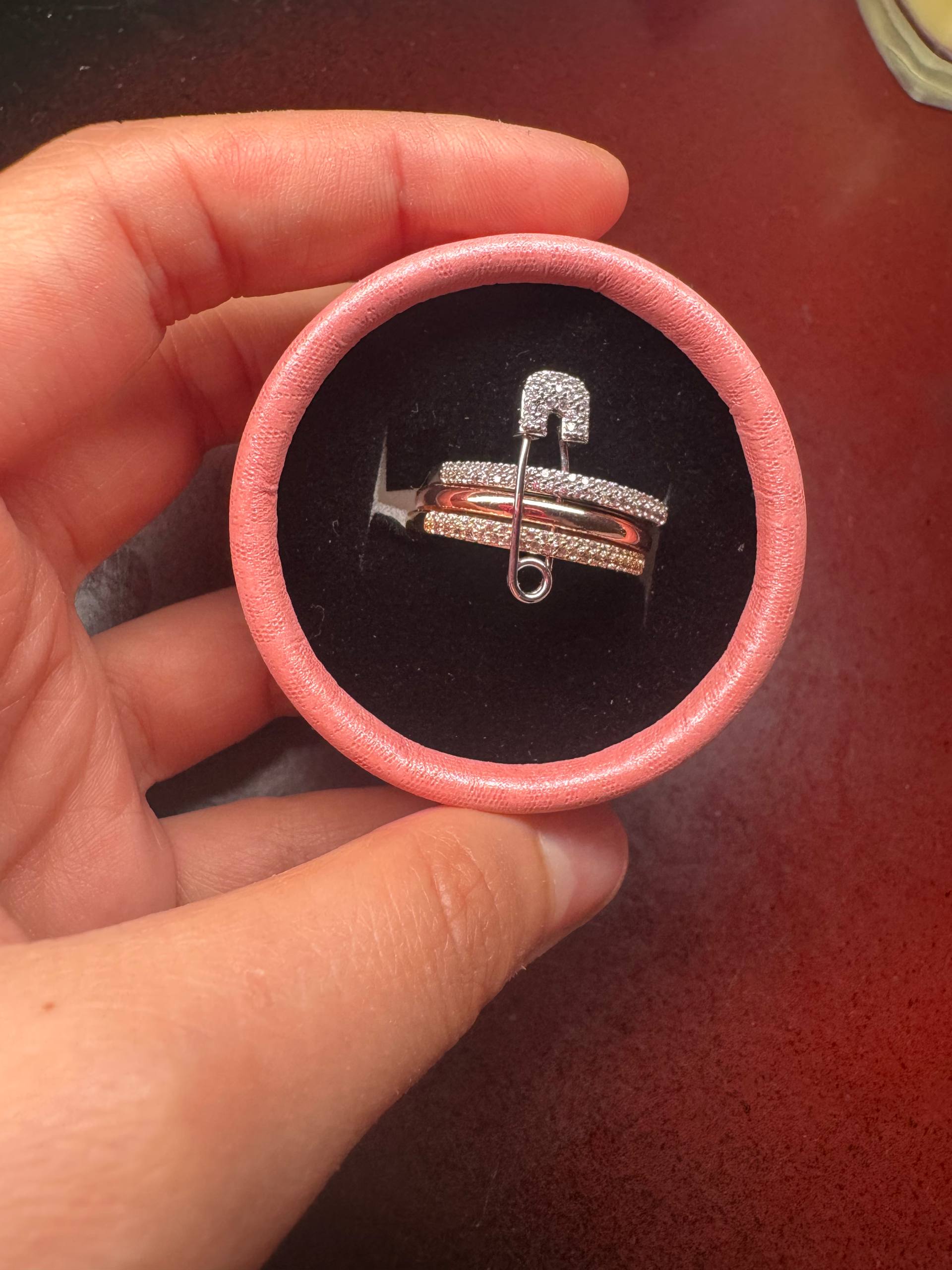 Safety Pin 3 qatlamli to‘g‘nog‘ichli uzuk, ayollar uzuklari, qizlar uchun uzuklar