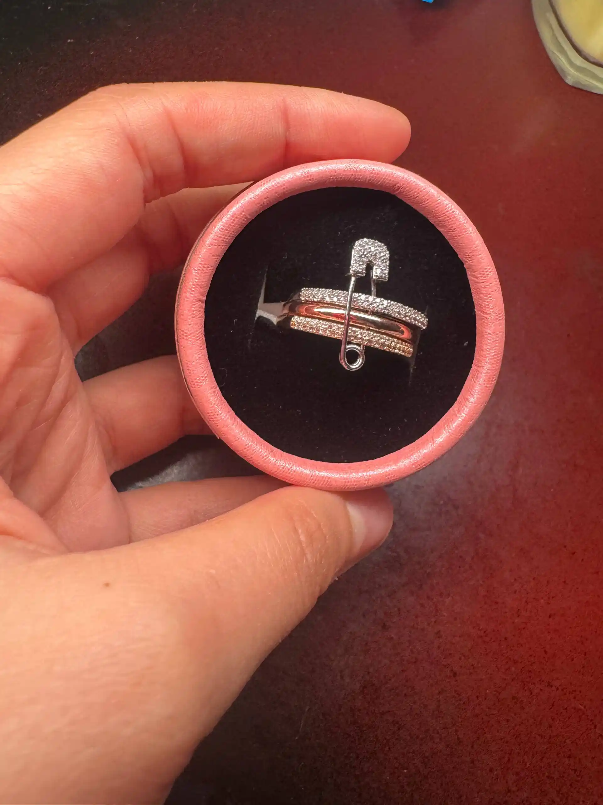 Safety Pin 3 qatlamli to‘g‘nog‘ichli uzuk, ayollar uzuklari, qizlar uchun uzuklar