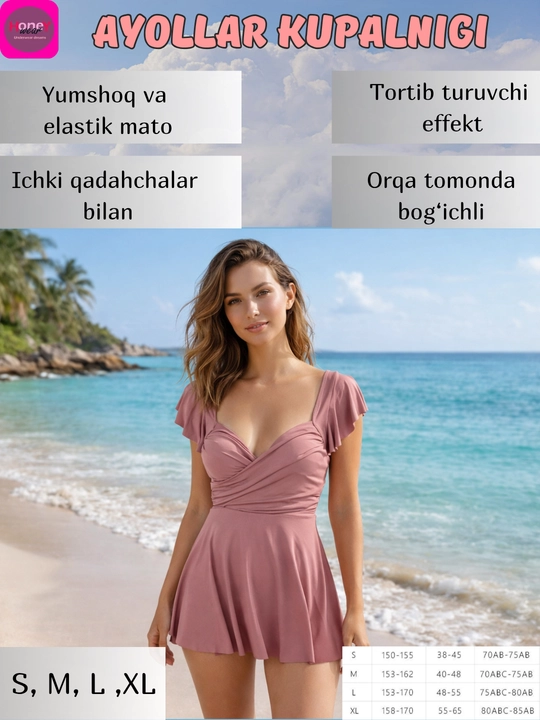Ayollar uchun bir qismli suzish kostyumi, qora, pushti - 