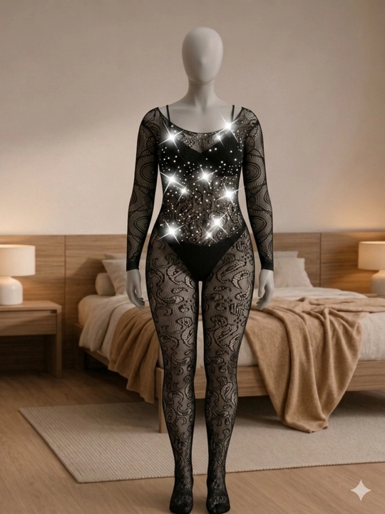 Katta o‘lchamli bodystocking, ayollar kombinezon, to‘r kiyim, plus size lingerie, body set - 