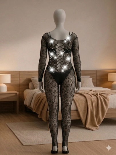 Katta o‘lchamli bodystocking, ayollar kombinezon, to‘r kiyim, plus size lingerie, body set
