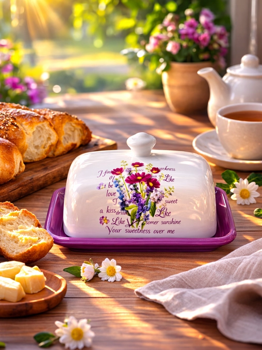 Maslenka (saryog‘ idish) qopqoqli, oshxona uchun butter idish - 