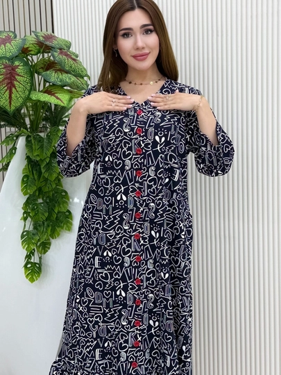 Женский домашний халат больших размеров 2XL–7XL, 100% хлопок (XB), лёгкий, удобный - 