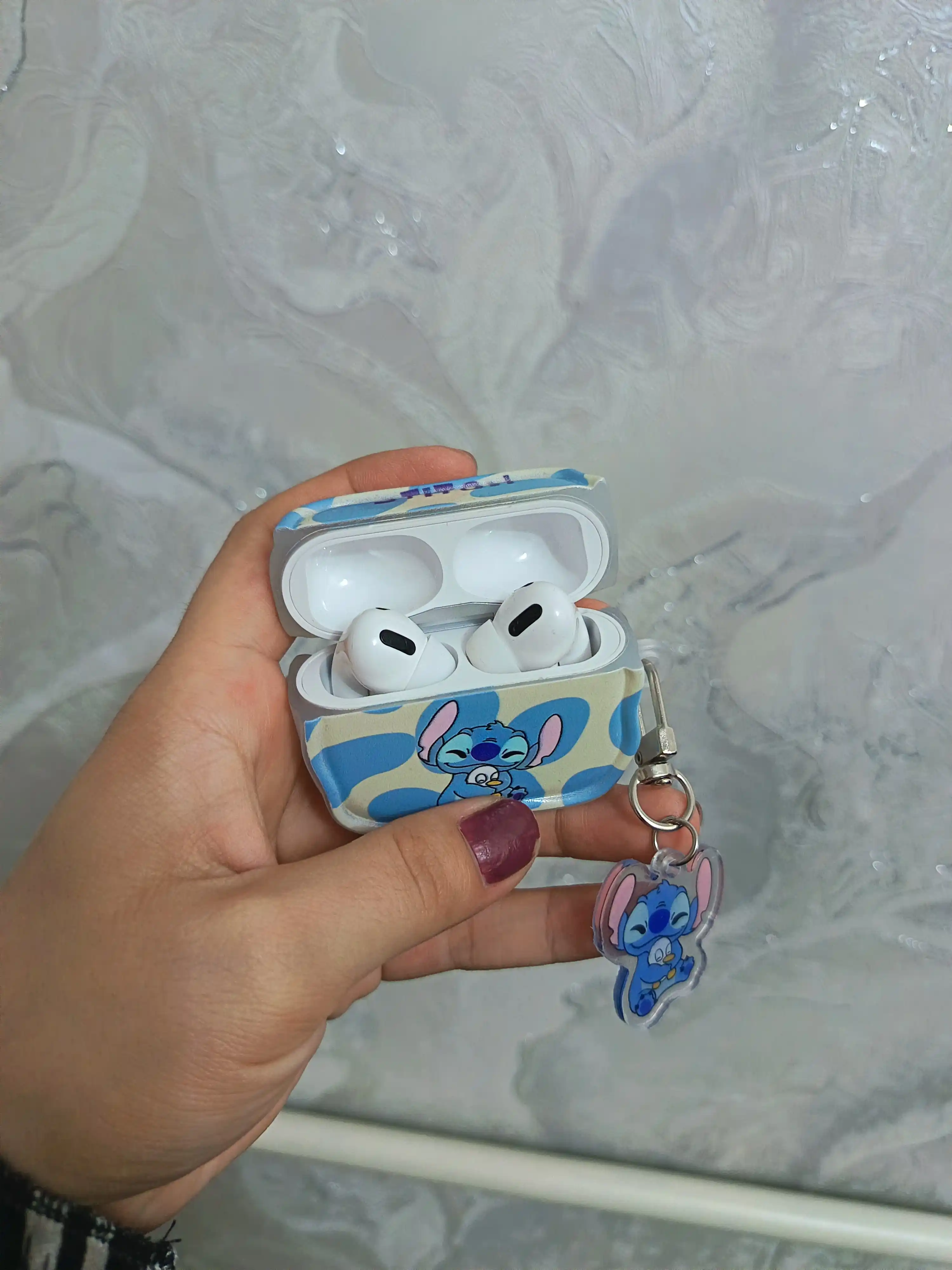 AirPods 1/2, Pro, 3, 4 simsiz quloqchinlar uchun g'ilof, yurak, winnie, stich nashri bilan