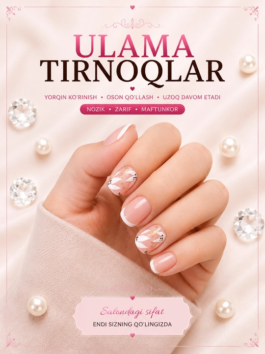 Soxta tirnoqlar - tez mahkamlanadigan, mini-yelimli, turli dizayndagi, 12-24 dona