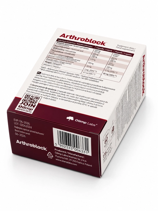 Olimp Labs Arthroblock, Artoblock 60 kapsulalari, bo‘g‘imlar va boylamlar, suyaklar uchun