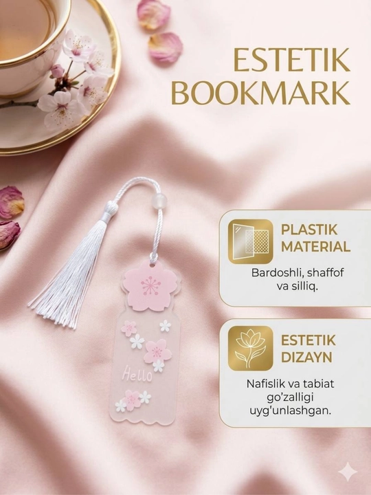 Estetik bookmark, xatcho`p, yoqimli va chiroyli dizaynda, zakladka, 2 dona