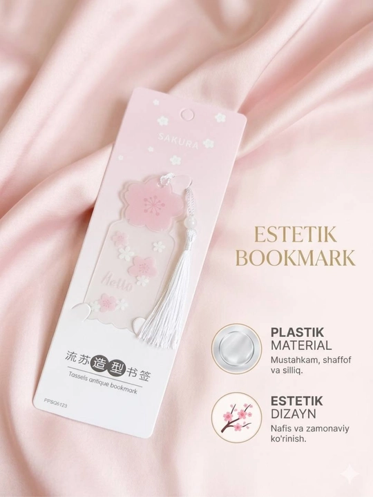 Estetik bookmark, xatcho`p, yoqimli va chiroyli dizaynda, zakladka, 2 dona