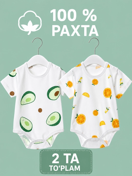 100% paxta chaqaloq bodi to‘plami – 2 dona - 