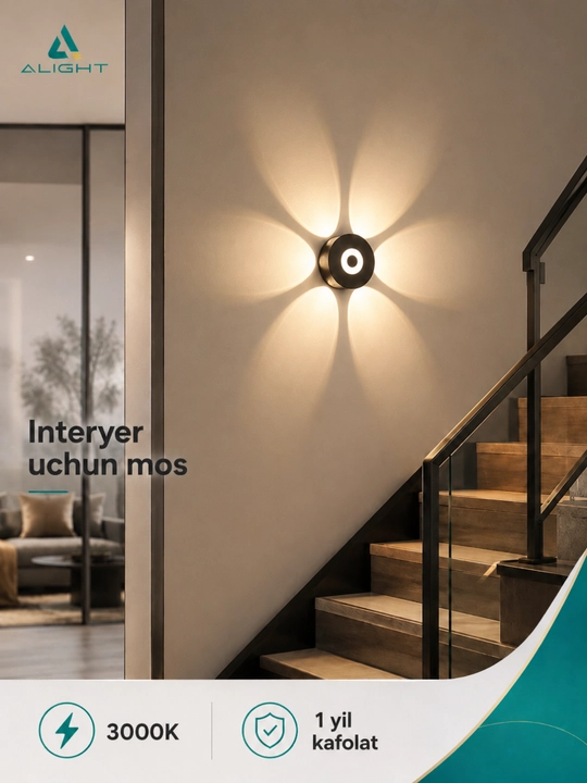 Fasad va interyer uchun Alight svetodiodli yoritgichi, devorga o‘rnatiladigan, IP65