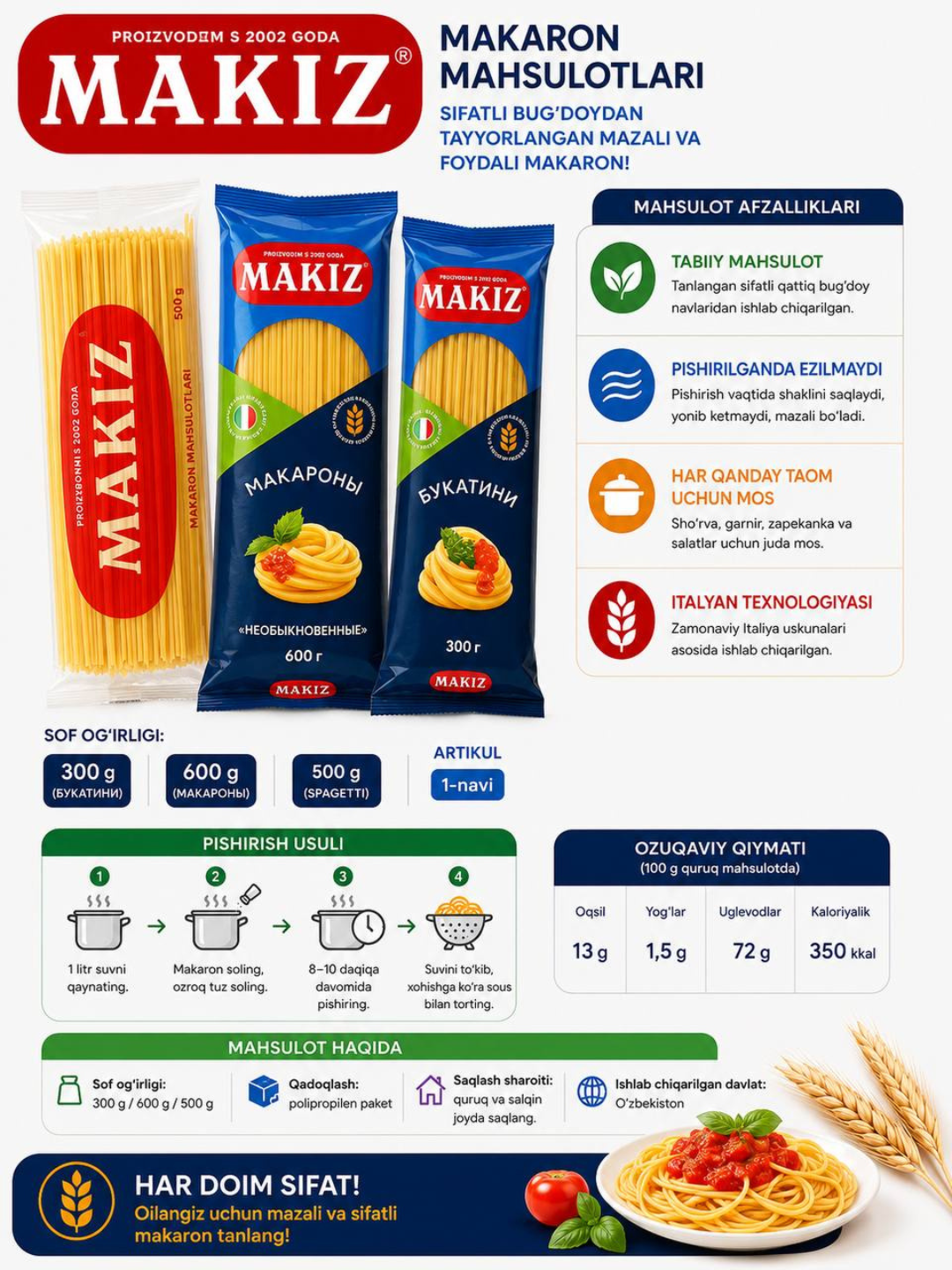 Triolli Salomka Makiz, uzun, 300 gr 500 gr 600 gr - 