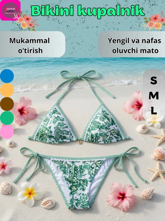 Ayollar bikinili suzish kostyumi, ikki qismli, 5 ta rang - 
