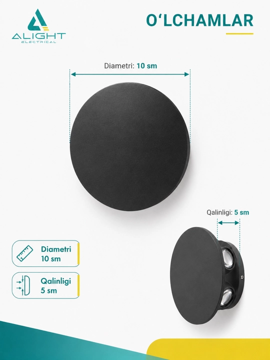 Dekorativ fasad va interyer LED yoritgichi Alight, devorga o'rnatiladigan bra chiroq, IP65