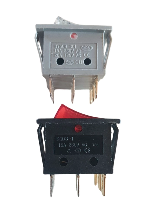 Выключатель тройной KCD3-1 15A 250V с подсветкой, чёрный и серый, 2 шт