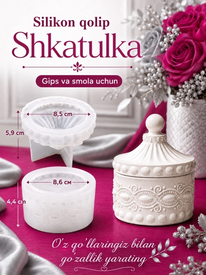 Gips, epoksid smolasi uchun silikon qolip quticha, mold quticha