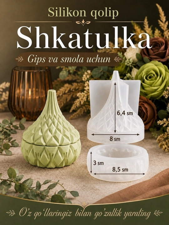 Gips, epoksid smolasi uchun silikon qolip quticha, mold quticha