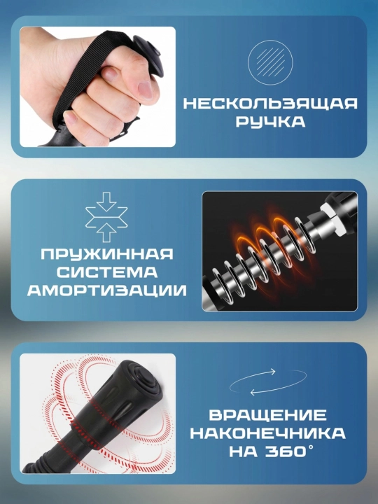 Палки для скандинавской ходьбы телескопические чёрные