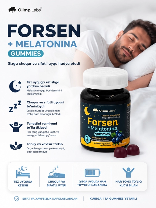 OLIMP Forsen + malatonin 30 dona yumshoq tabletkalar, uyqu uchun - 