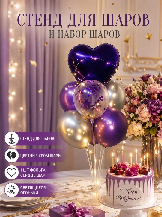 Shar uchun stend va shar to'plami. happy birthday nabor, bayram uchun shar to'plami - 