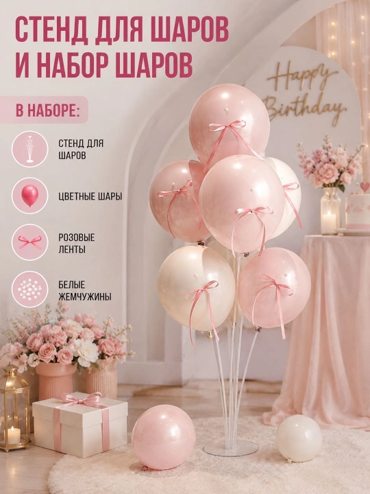 Shar uchun stend va shar to'plami. happy birthday nabor, bayram uchun shar to'plami