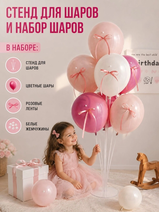 Shar uchun stend va shar to'plami. happy birthday nabor, bayram uchun shar to'plami