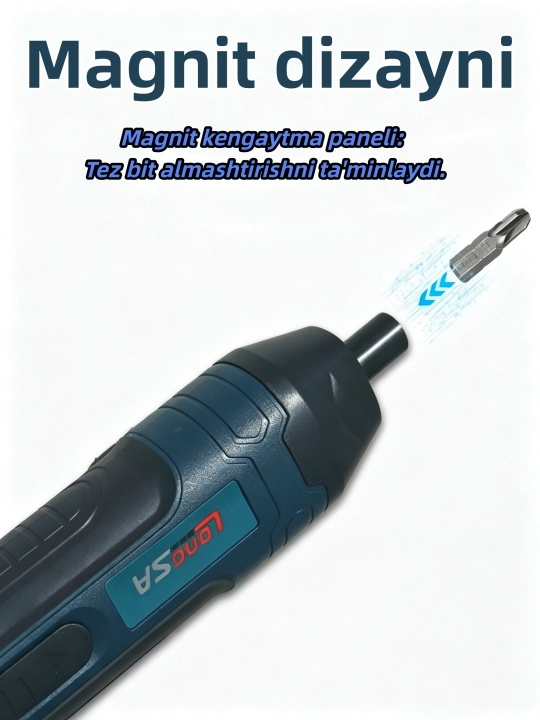 Simsiz elektr tornavida (105 ta 1 da)  Magnit uchi va LED chiroqli 105 qismli bit to'plami
