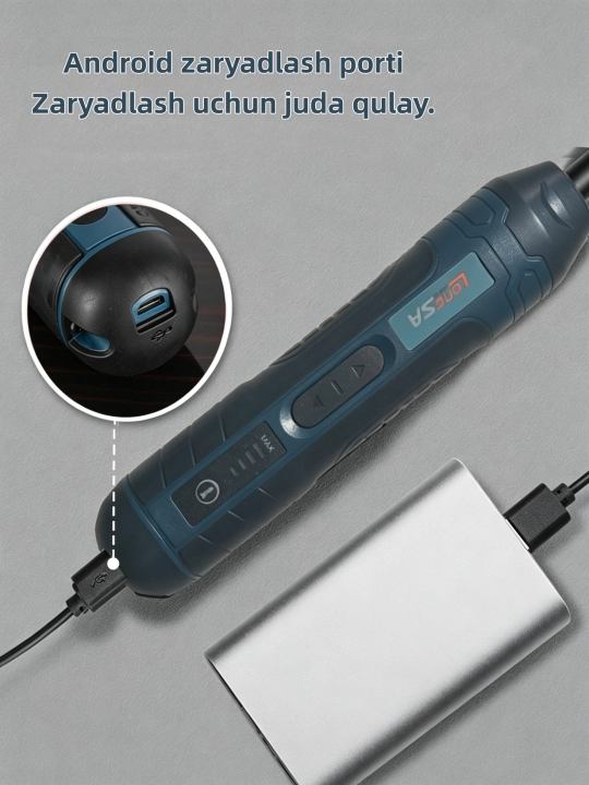 Simsiz elektr tornavida (105 ta 1 da)  Magnit uchi va LED chiroqli 105 qismli bit to'plami