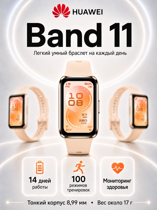 Фитнес браслет HUAWEI Band 11 AMOLED Bluetooth 6.0 14 дней автономности 5ATM - 