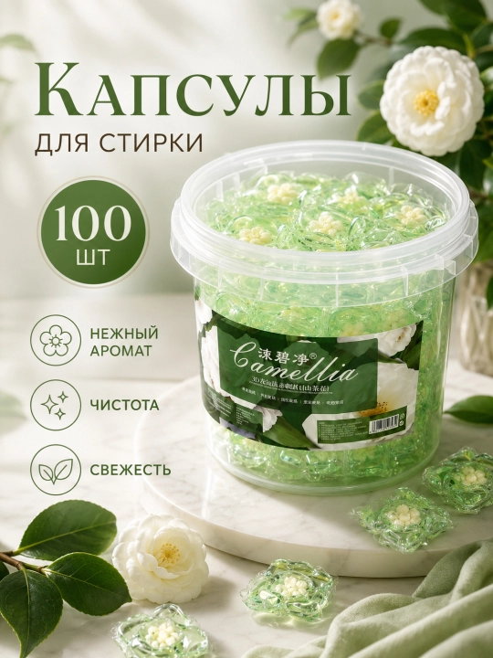 Капсулы для стирки, кондиционер и отбеливатель, 100 шт - 