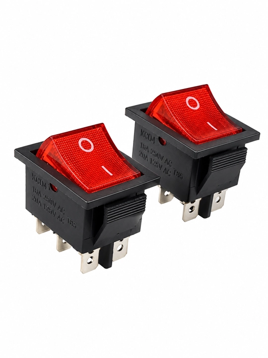 Клавишный переключатель KCD4 с подсветкой, 16A 250V, 6 контактов, ON-OFF, 2 шт