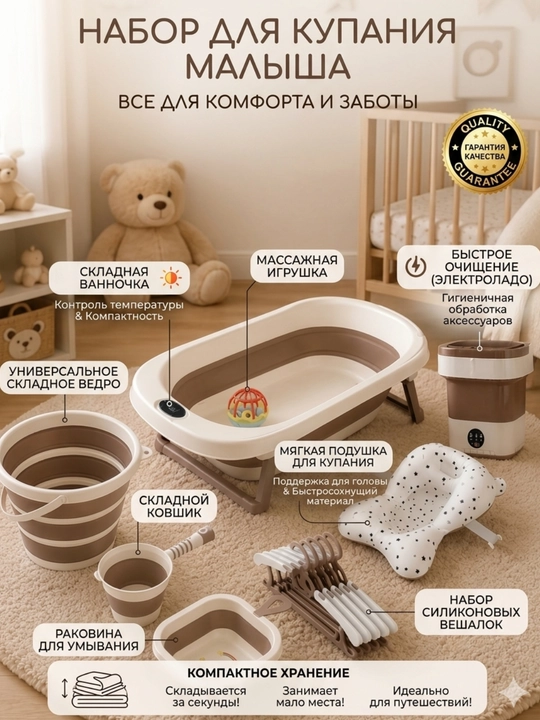 Bolalar vannasi skladnoy vanna chaqaloq vanna cho‘milish to‘plami - 