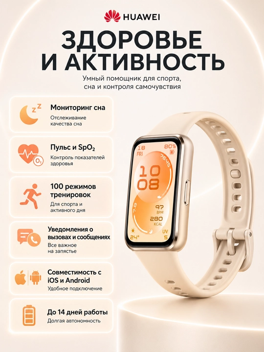 Фитнес браслет HUAWEI Band 11 AMOLED Bluetooth 6.0 14 дней автономности 5ATM