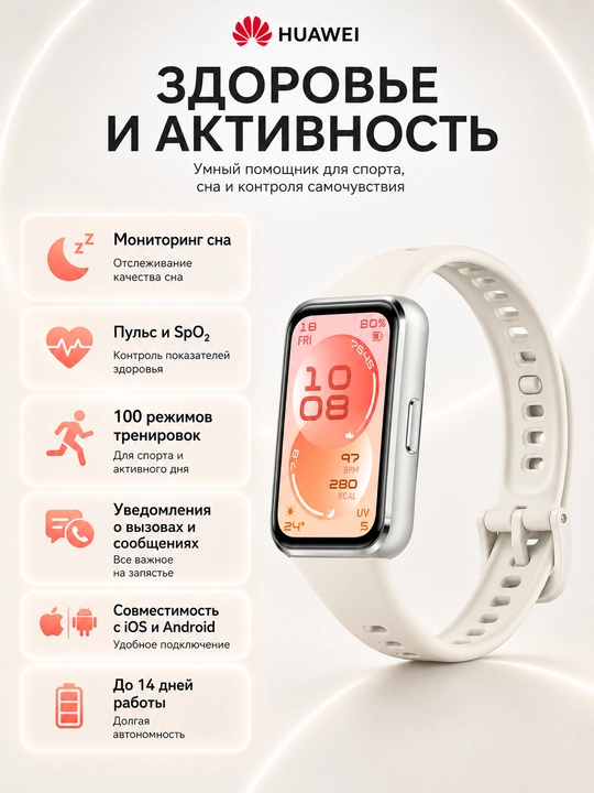 Фитнес браслет HUAWEI Band 11 AMOLED Bluetooth 6.0 14 дней автономности 5ATM