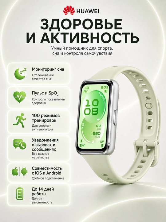 Фитнес браслет HUAWEI Band 11 AMOLED Bluetooth 6.0 14 дней автономности 5ATM