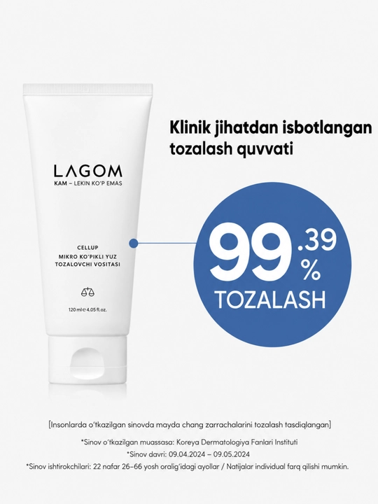 Yuz uchun penka Lagom Cellup Micro Foam Cleanser, mayin tozalovchi ko‘pik, 120 ml - 