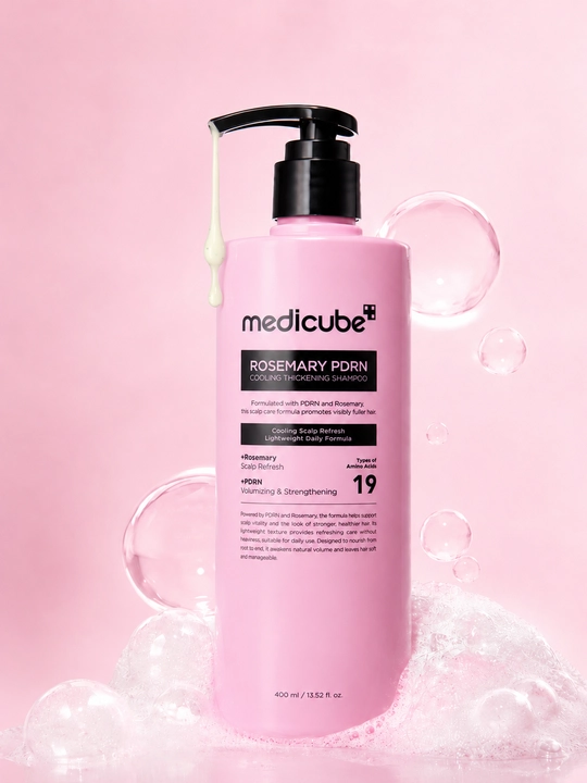 Medicube Rosemary PDRN soch uchun shampun, balzam, serum, toʻkilishiga qarshi, oʻsish