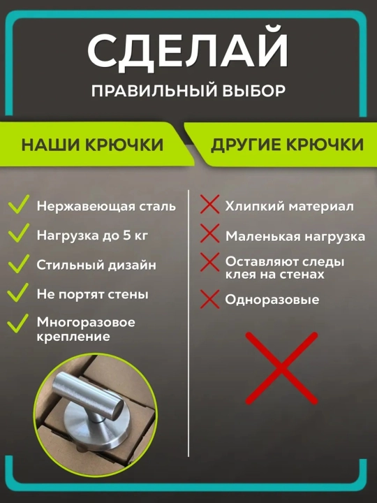 So‘rg‘ichli vakuumli ilgaklar,parmalashsiz-2dona to‘plam,zanglamaydigan po‘latdan yasalgan