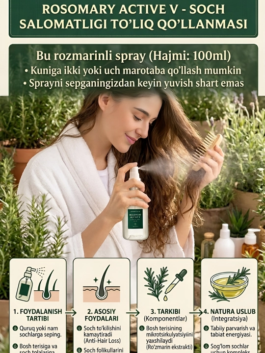 Aromatica Rosemary Active  — Soch to'kilishiga qarshi vosita 100ml - 