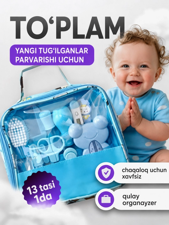 Yangi tug‘ilgan chaqaloqlar uchun parvarish va manikyur to‘plami - 