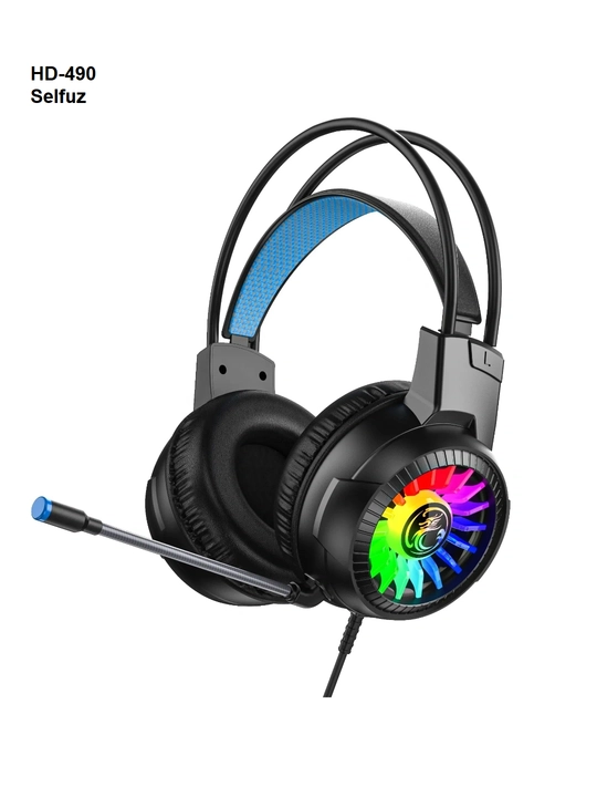Игровые наушники с микрофоном, проводные, для компьютера и телефона, RGB-подсветкой iMICE