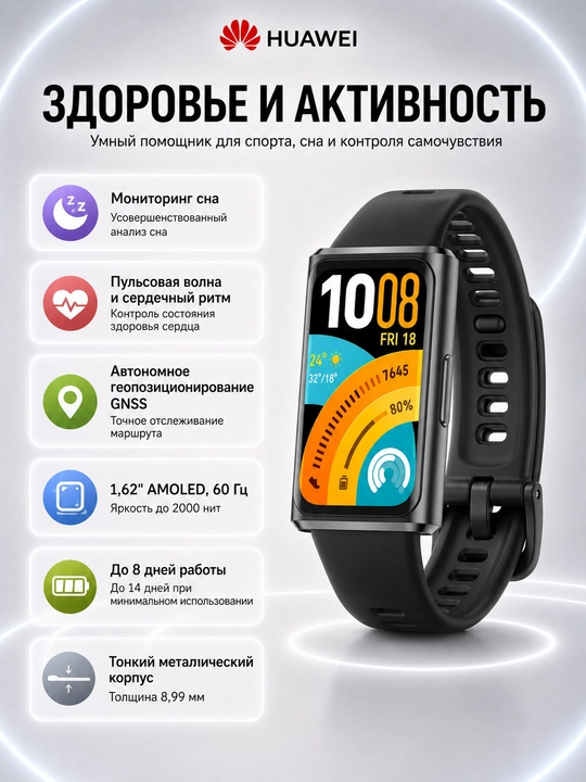 Фитнес браслет HUAWEI Band 11 Pro AMOLED Bluetooth 6.0 14 дней автономности 5ATM