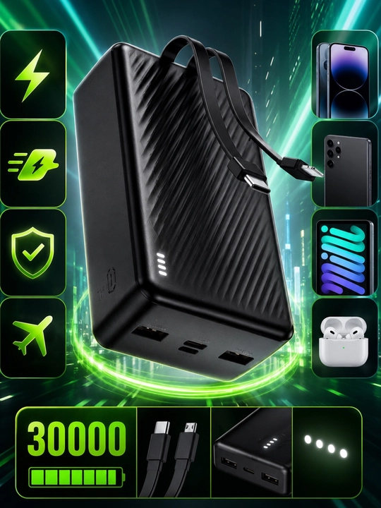 Power Bank 10000mAh/20000mAh/30000mAh - tez quvvatlanadigan tashqi batareya