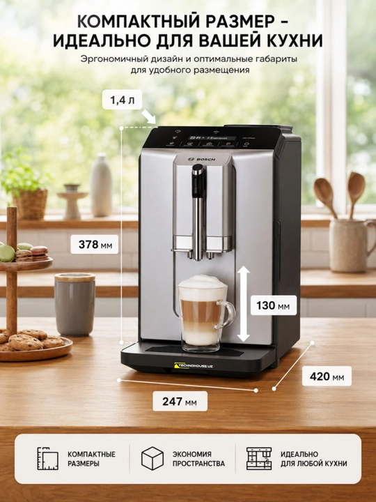 Bosch ITG20301 avtomatik qahva mashinasi, 2-seriya, 1300 Vt, 15 bar, 1,4 litr, donli