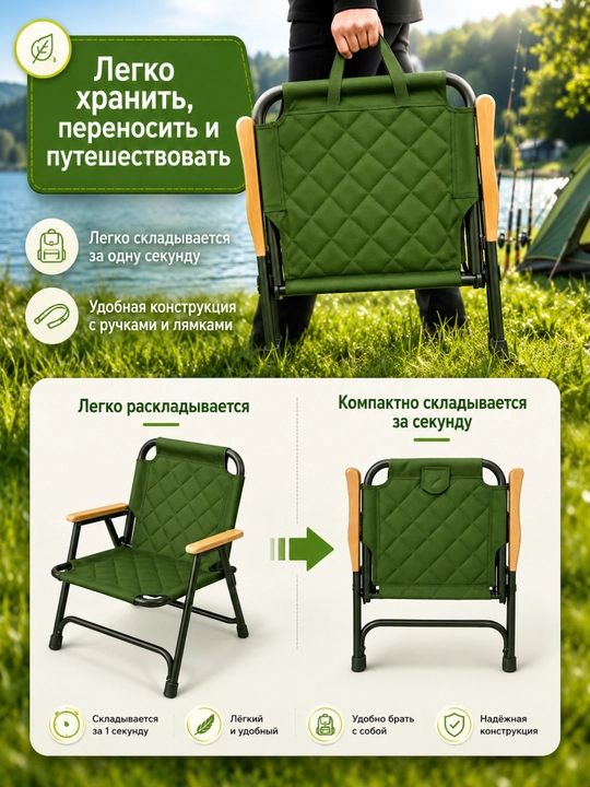 Раскладной стул для кемпинга, рыбалки, охоты и туризма, выдерживает до 200 кг