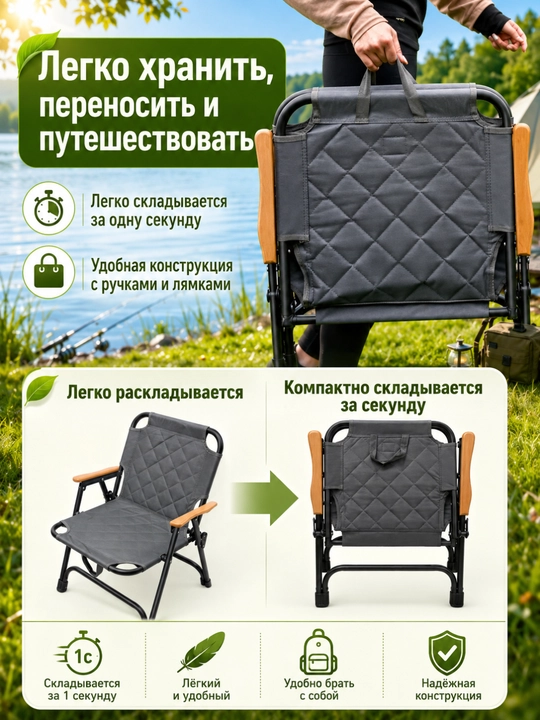 Раскладной стул для кемпинга, рыбалки, охоты и туризма, выдерживает до 200 кг